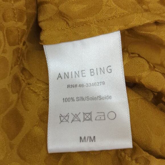 Anine Bing 100% Silk Bow tie Front Delilah Blouse Womens Medium Old Money Preppy - Picture 7 of 11